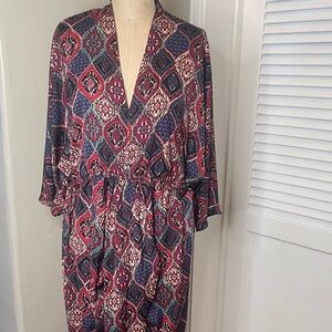 Anthropologie Geometric Patterned Kimono Dress SzM